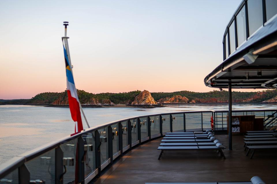 Guests could relax and admire the views on the ship's open decks.