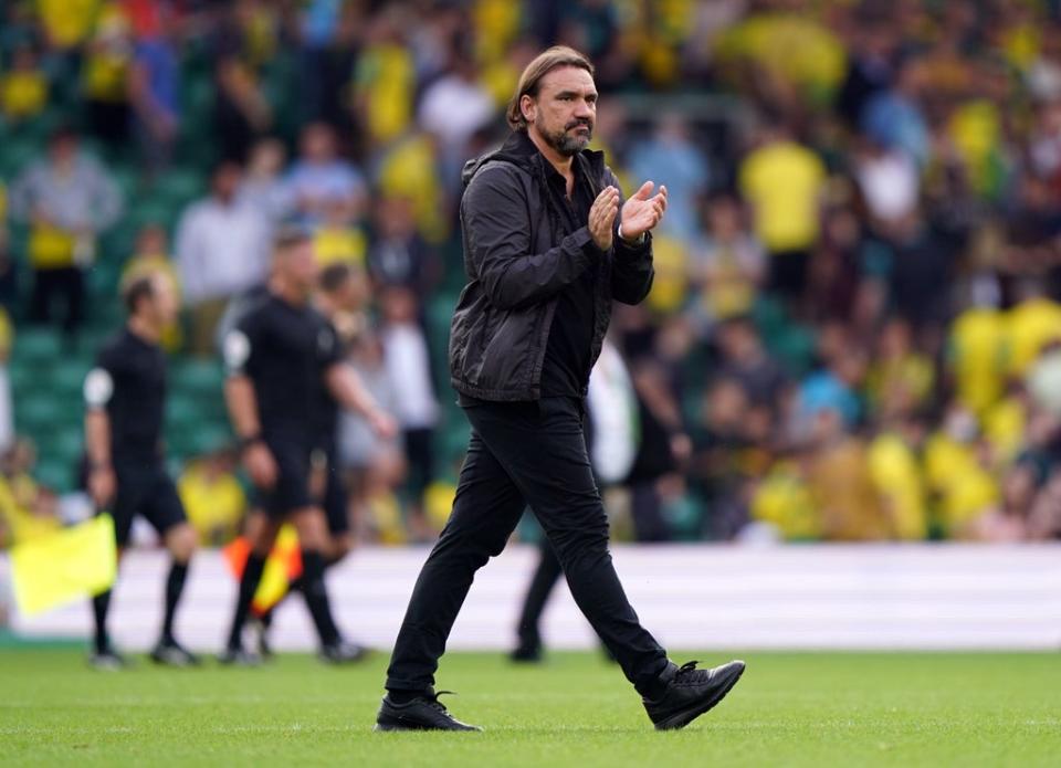 Daniel Farke’s Norwich are bottom of the table (Joe Giddens/PA) (PA Wire)