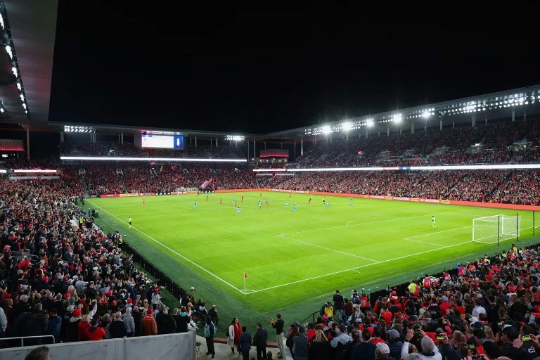 Vista general del Citypark, uno de los estadios inaugurados recientemente por la MLS, en el primer partido del St. Louis City ante el Charlotte FC el 4 de marzo de 2023. (Dilip Vishwanat)