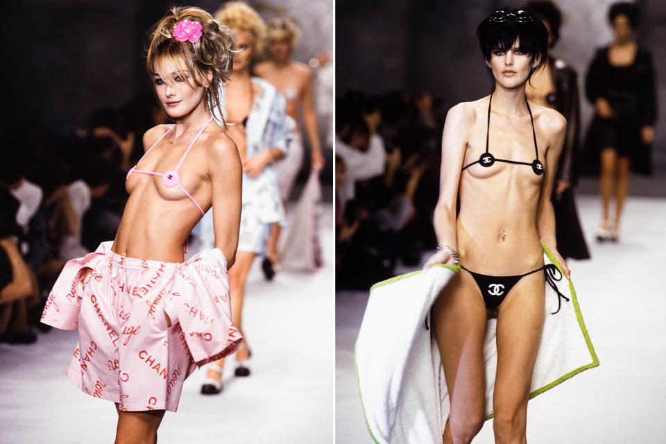 Der Micro Bikini sorgte erstmals bei der Modenschau von Chanel im Jahr 1995 für Furore. (Bilder: Getty Images)