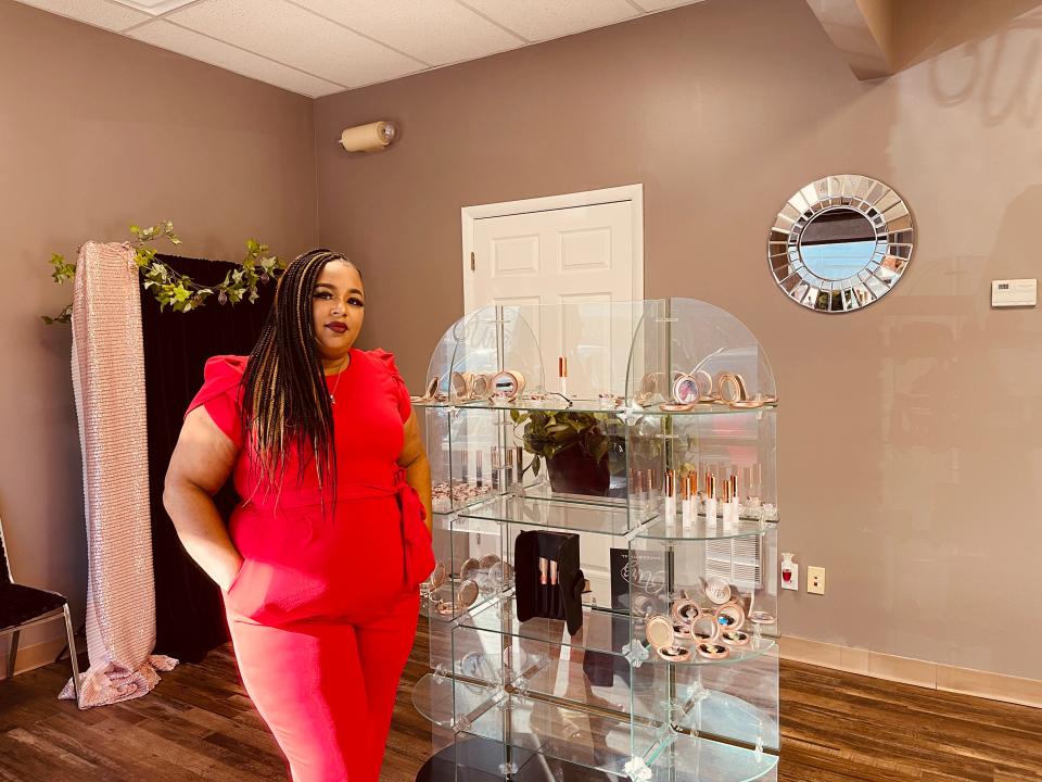 Kryshonna Wilson, URZ Professional owner, sells hard-to-find cosmetics at her new spa. “There is a lash for everyone. Some women want to be bold,” said Wilson. “Our largest are 25mm, and we prefer Siberian Mink eyelashes because they can be reused and come in a compact case so they can be carried with you.” Fountain City, Nov. 3, 2021.