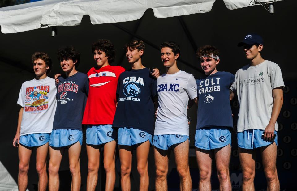 CBA wins the boys top team in the NJSIAA Cross Country Meet of Champions at Holmdel Park in Holmdel on Nov. 12, 2022.