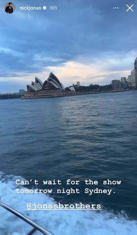 <p>Nick Jonas/Instagram</p> Nick Jonas shares view from boat