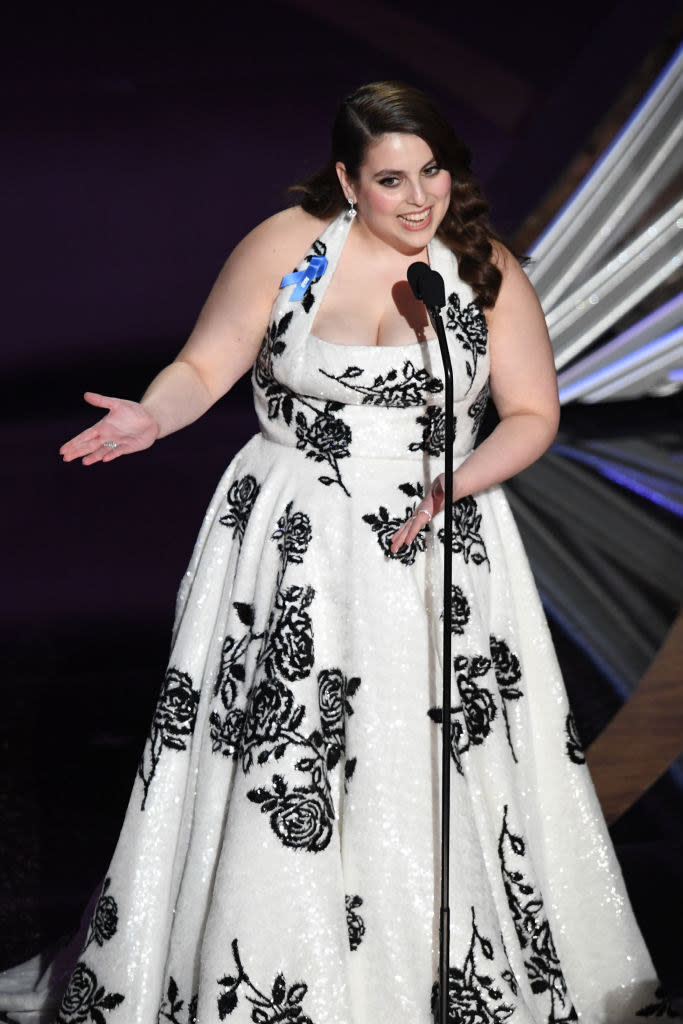 Beanie Feldstein speaks onstage during the 92nd Annual Academy Awards