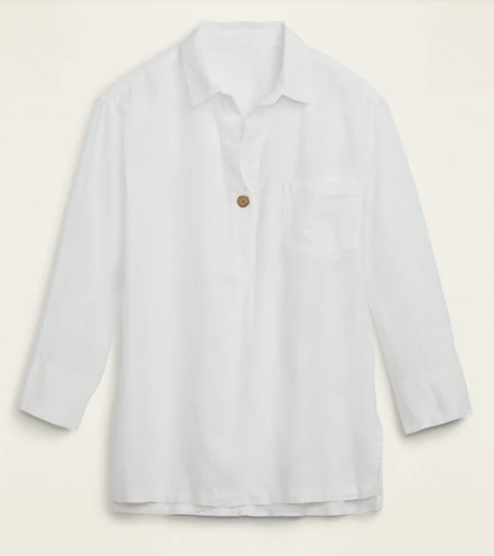 Linen-Blend Popover Tunic Shirt (Credit: Old Navy)