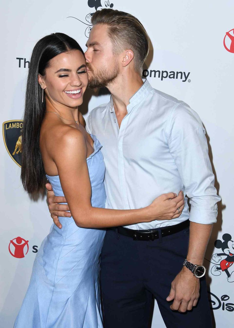 Derek Hough and Hayley Erbert arrives at the Save the Children's "Centennial Celebration: Once In A Lifetime" Presented By The Walt Disney Company at The Beverly Hilton Hotel on October 02, 2019 in Beverly Hills, California