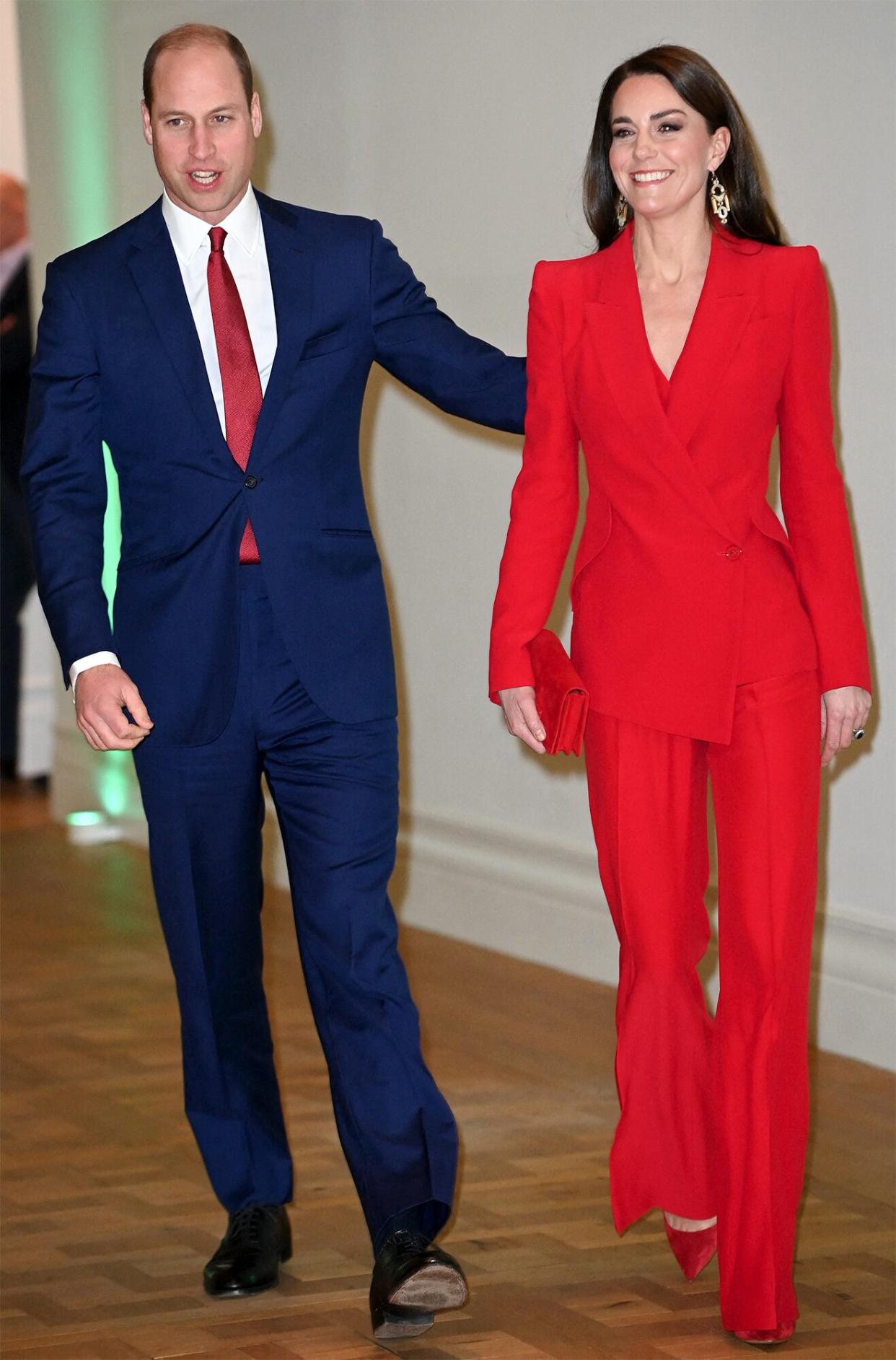 Britain's Prince William, Prince of Wales (L) and Britain's Catherine, Princess of Wales