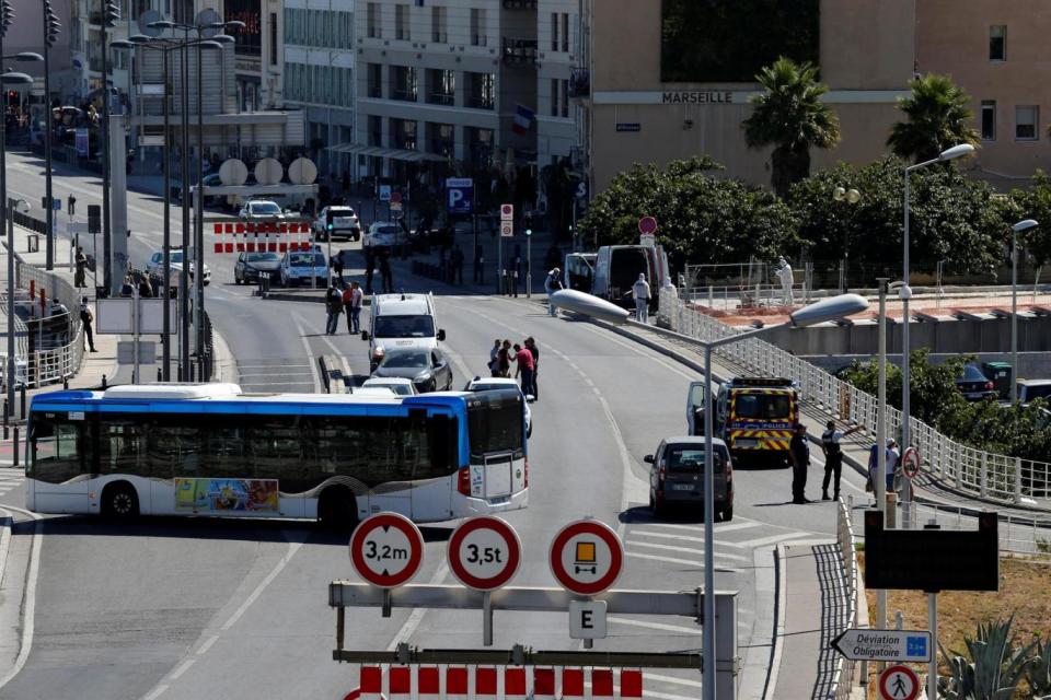 French police secure the area in Marseille. (REUTERS)