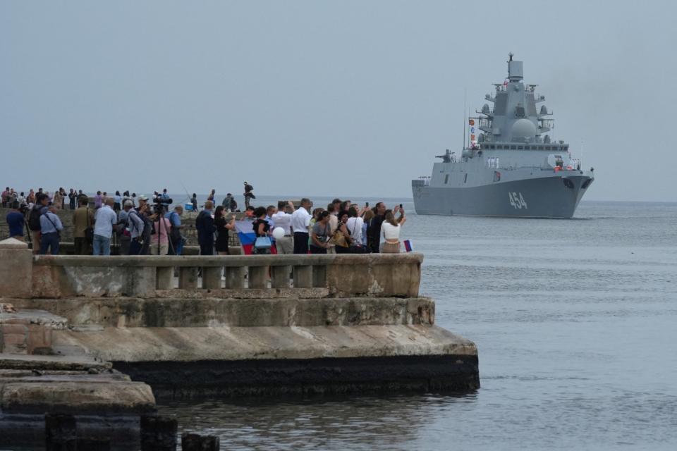 2024年6月12日，俄羅斯巡防艦「高希柯夫海軍上將號」抵達古巴哈瓦那。路透社