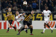 Soccer Football - Europa League - AEK Athens vs AC Milan - OAKA Spiros Louis, Athens, Greece - November 2, 2017 AEK Athens' Ognjen Vranjes in action with AC Milan's Andre Silva REUTERS/Alkis Konstantinidis