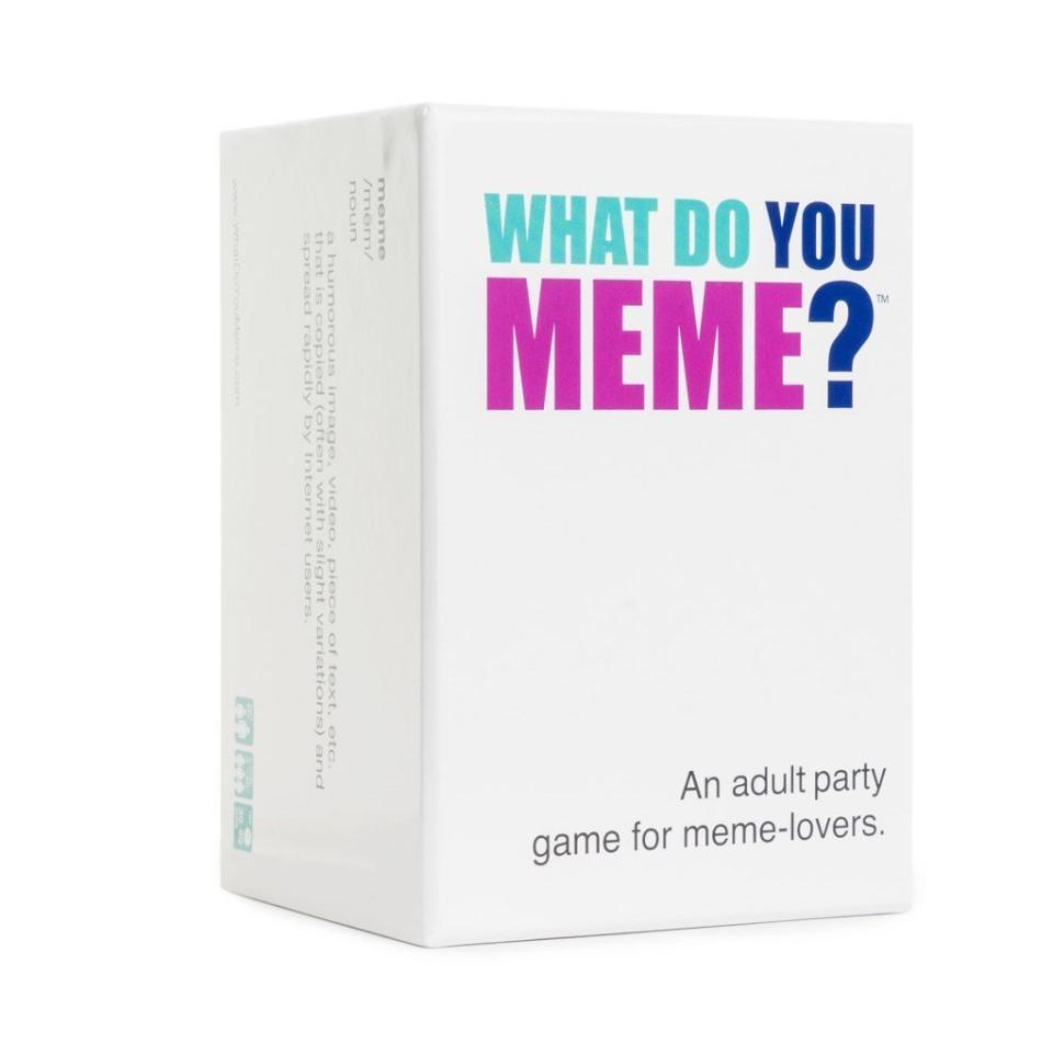 Perfect for meme lovers.<br /><strong>Price: <a href="https://www.amazon.com/What-Meme-Adult-Party-Game/dp/B01MRG7T0D" target="_blank">$30</a></strong>