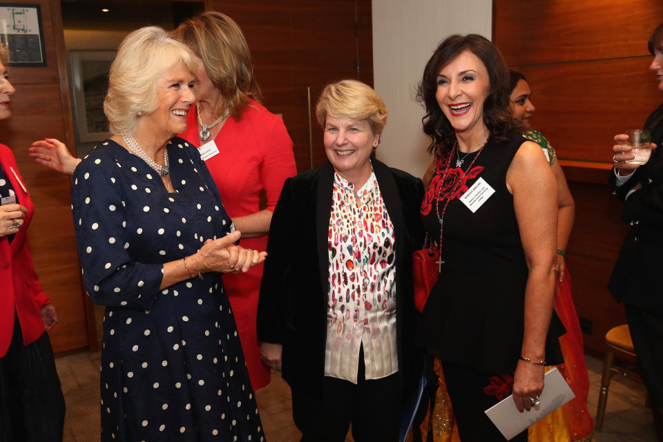 (left to right) The Duchess of Cornwall, Sandi Toksvig and Shirley Ballas attend the Women of the Year Lunch at the InterContinental Hotel, in Mayfair, London.