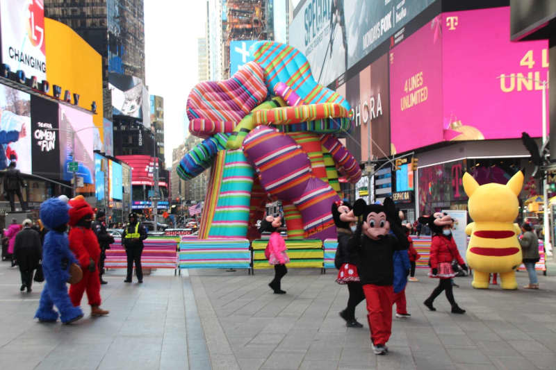 Times Square is regularly the site of public art exhibitions, like of this 