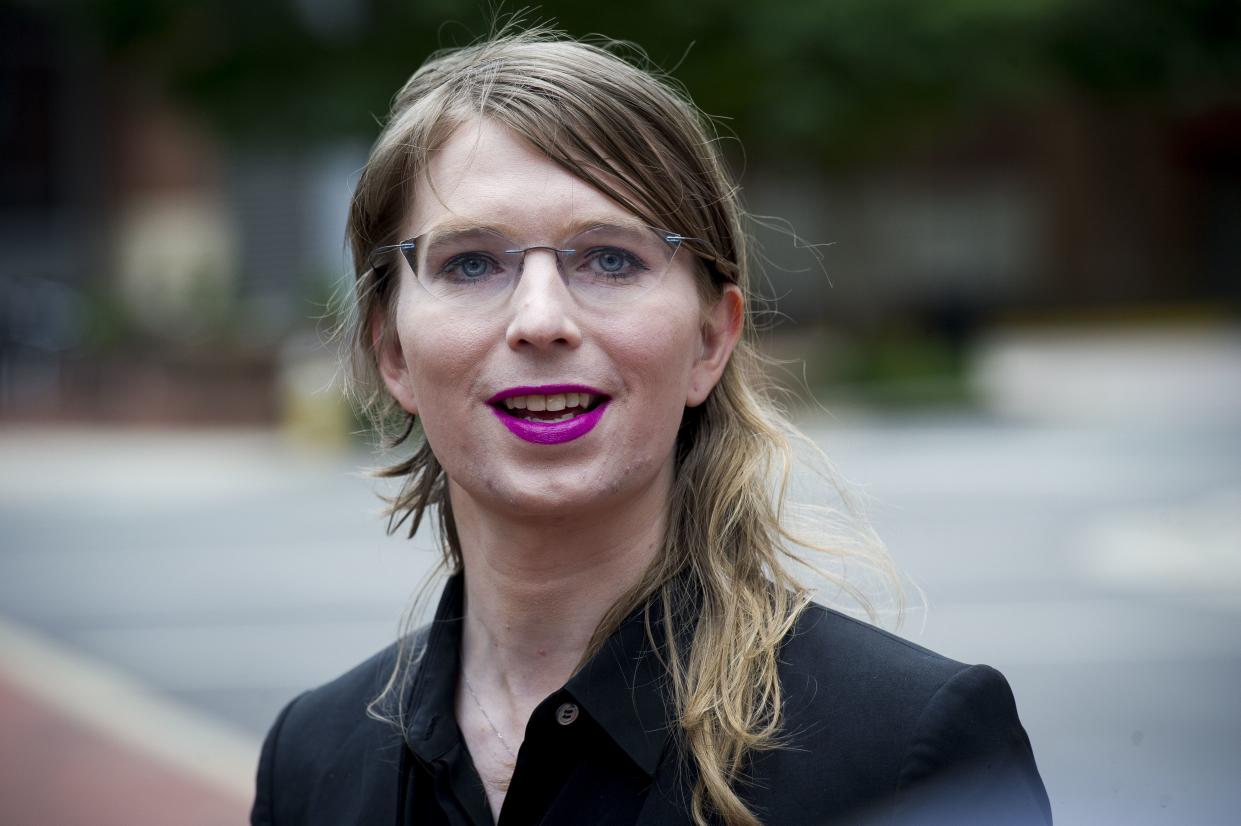 Former Army intelligence analyst Chelsea Manning speaks with reporters on May 16, 2019, outside federal court in Alexandria, Va. prior to being sent back to jail again for refusing to testify before a federal grand jury investigating WikiLeaks.