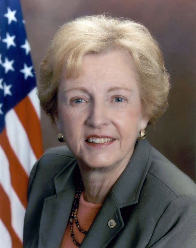 Former Missouri U.S. Senator and Missouri First Lady Jean Carnahan shown in this file photo has passed away at the age of 90 years old, in St. Louis on Tuesday, January 30, 2024. Carnahan served in the Senate from 2001-2002. File Photo by UPI