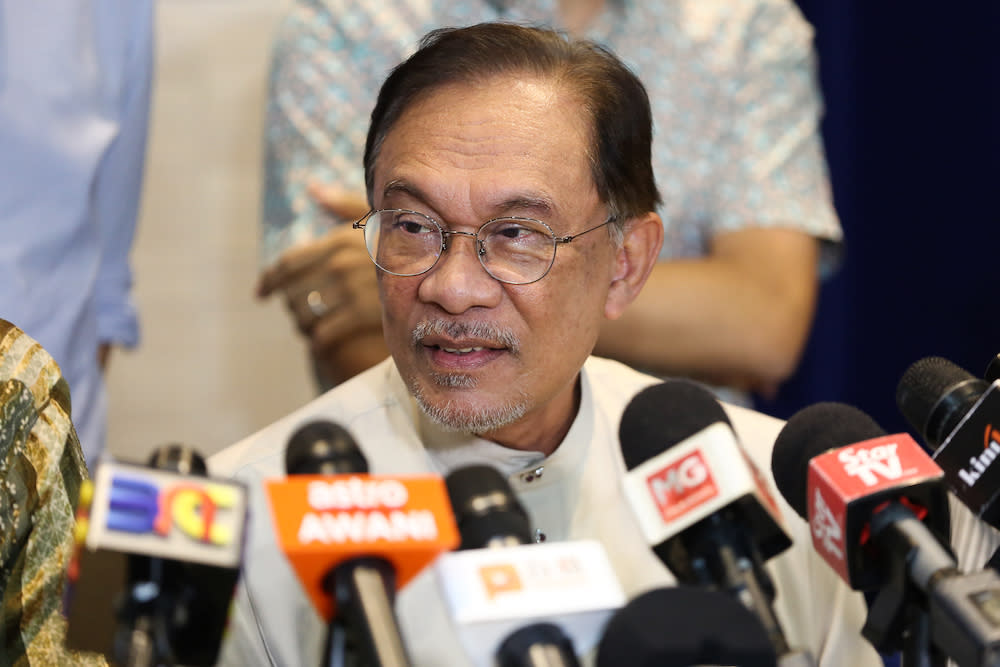 PKR President Datuk Seri Anwar Ibrahim speaks during a press conference at the party headquarters in Petaling Jaya June 23, 2019. — Picture by Yusof Mat Isa