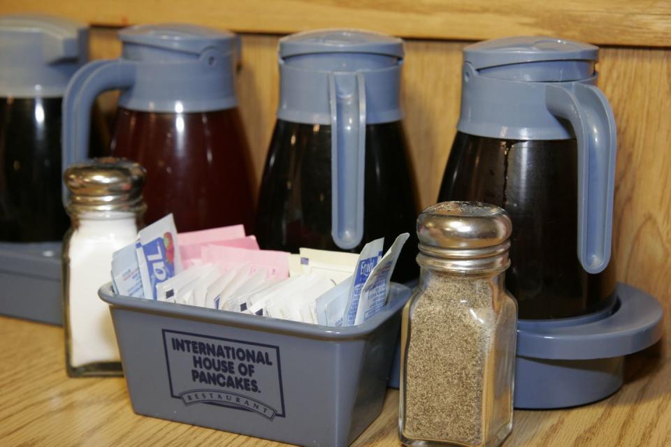 salt and pepper shakers at the international house of pancakes