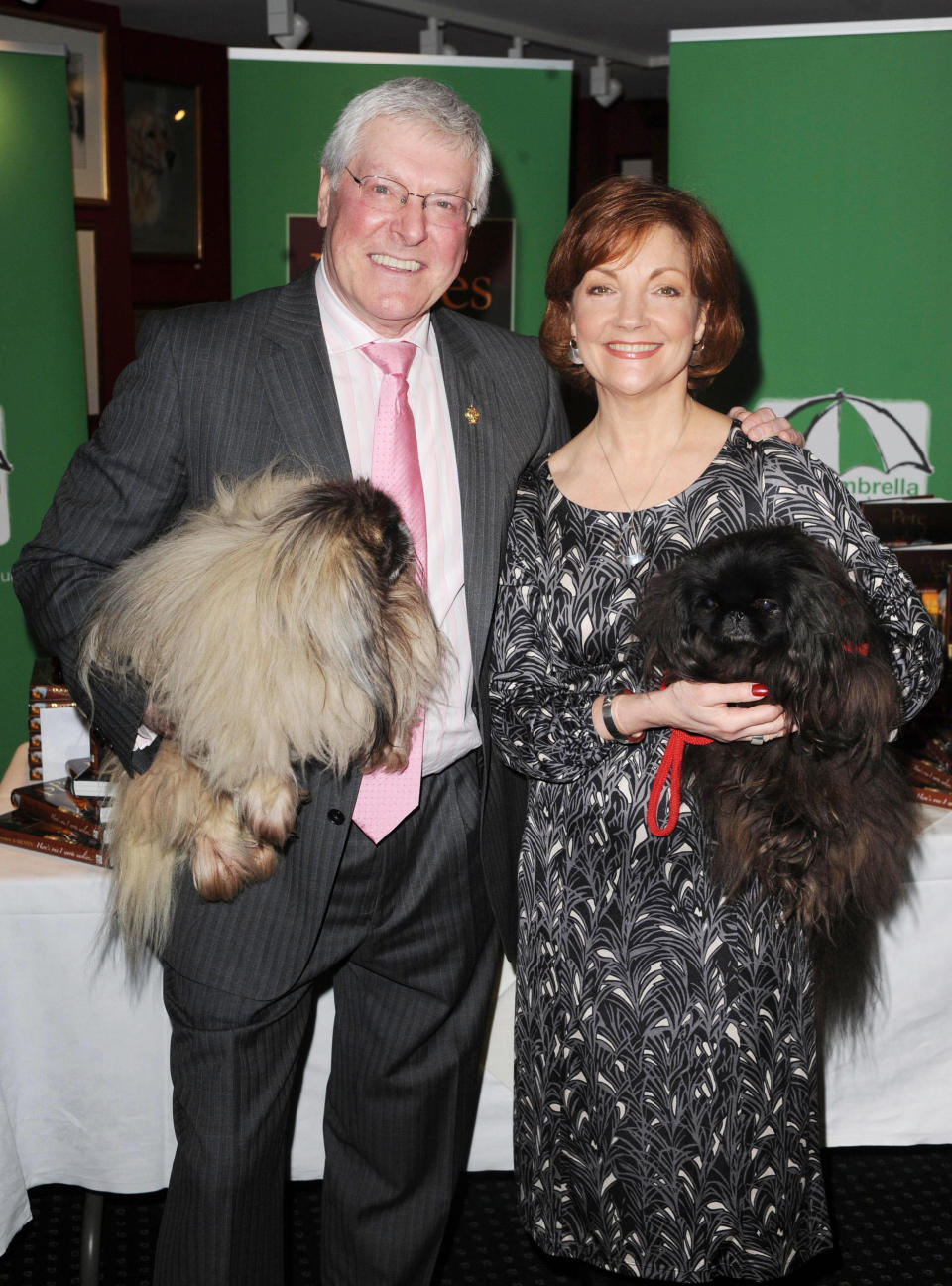 Blue Peter and Crufts legend Peter Purves and wife Kathryn Evans attend a party to promote Peter's autobiography, Here's One I wrote Earlier, at the Kennel Club in central London.