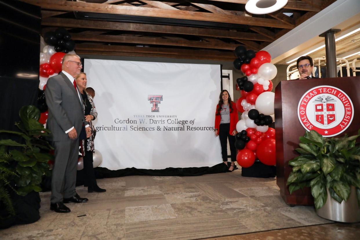 To honor generous donation of $44 million, Texas Tech University is renaming the college the Gordon W. Davis College of Agricultural Sciences & Natural Resources,