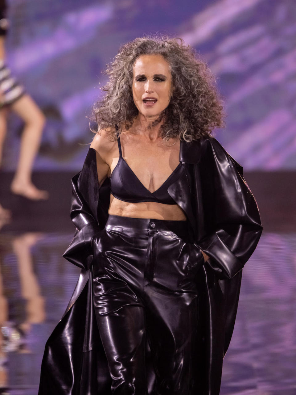 PARIS, FRANCE - OCTOBER 01: (EDITORIAL USE ONLY - For Non-Editorial use please seek approval from Fashion House) Andie MacDowell walks the runway during the "Le Defile - Walk Your Worth" - 6th L'Oreal Show as part of Paris Fashion Week at the Eiffel Tower on October 01, 2023 in Paris, France. (Photo by Arnold Jerocki/Getty Images)
