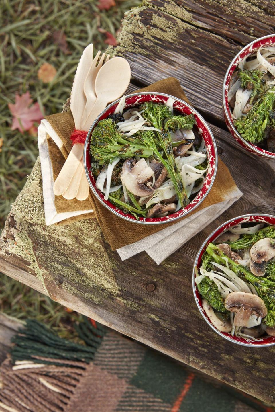 7) Marinated Mushroom-and-Charred Broccolini Salad