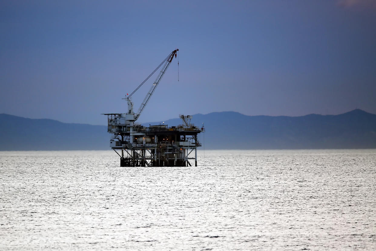 The oil drilling platform Holly off the shore of California in 2015.