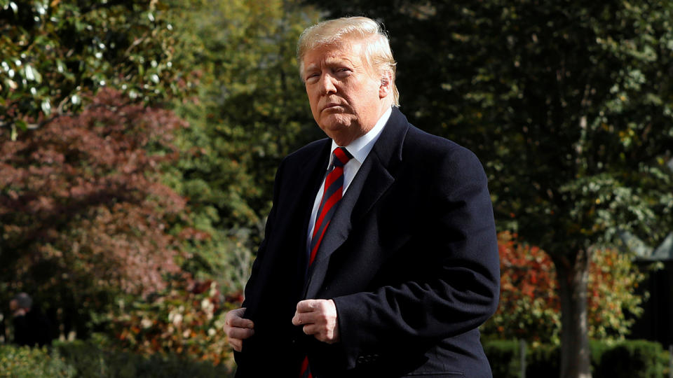 President Donald Trump looks at the media members on the South Lawn of the White House in Washington, U.S. on November 9, 2019. (Photo: Yuri Gripas/Reuters)