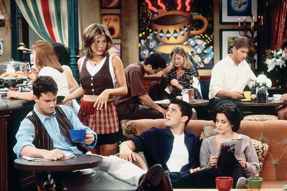 Matthew Perry, Jennifer Aniston, Matt Le Blanc, and Courteney Cox in an episode of "Friends" titled "The One With the Breast Milk".<span class="copyright">NBCUniversal/Getty Images</span>
