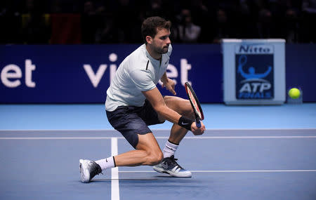 Tennis - ATP World Tour Finals - The O2 Arena, London, Britain - November 19, 2017 Bulgaria's Grigor Dimitrov in action during the final against Belgium's David Goffin REUTERS/Toby Melville