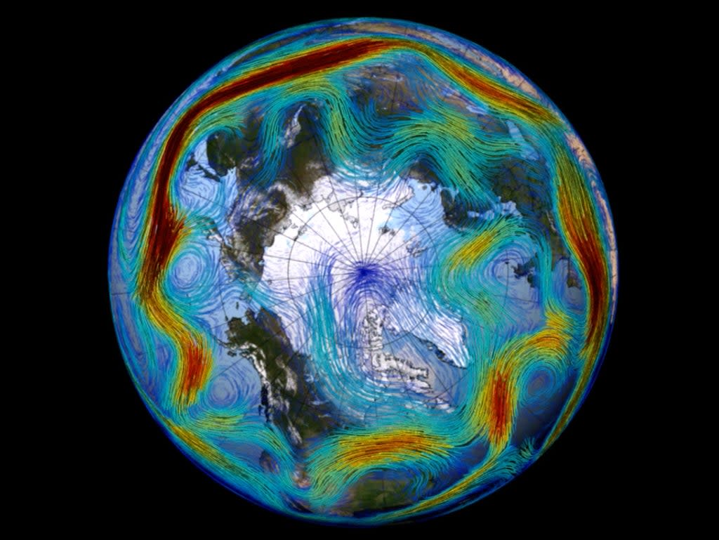 A visualisation of the North Atlantic jet stream (Nasa screengrab)