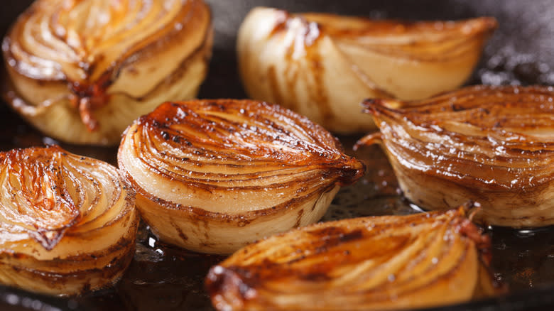 Caramelized onion halves