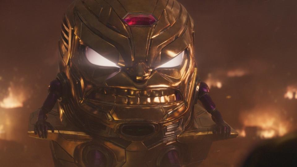 M.O.D.O.K. with his gold mask down in Ant-Man and The Wasp: Quantumania
