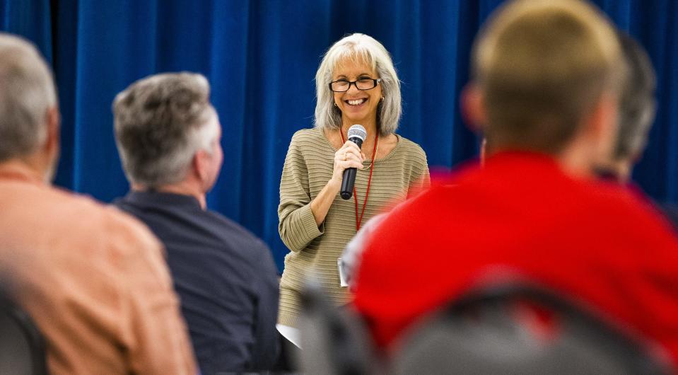 Fountain Hills Mayor Ginny Dickey welcomes E.V.I.T. and FTS USA at the FTS USA facility in Fountain Hills on Feb. 8, 2019.