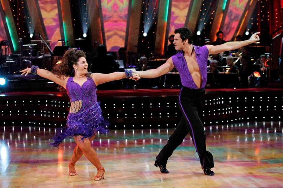 Marissa Jaret Winokur and Tony Dovolani perform a dance on the sixth season of Dancing with the Stars.