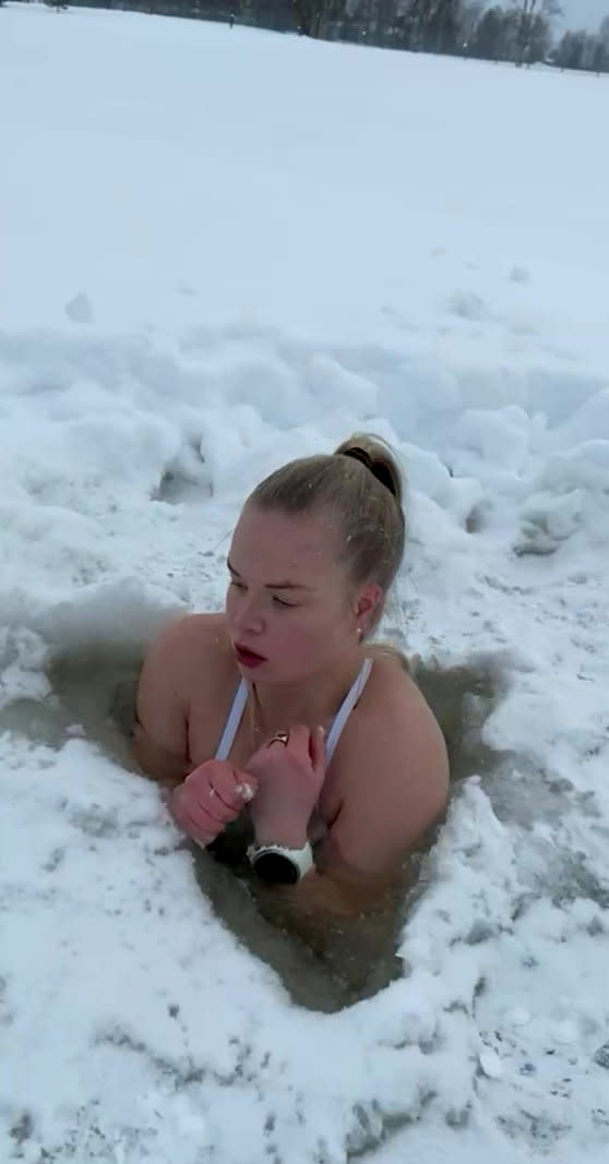 Finnish TikToker goes viral by swimming in freezing waters