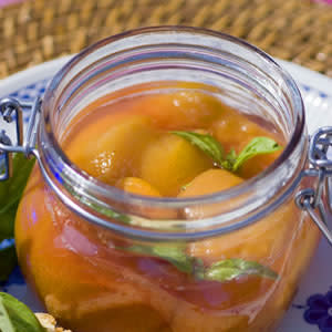 Basil-Cinnamon Peaches