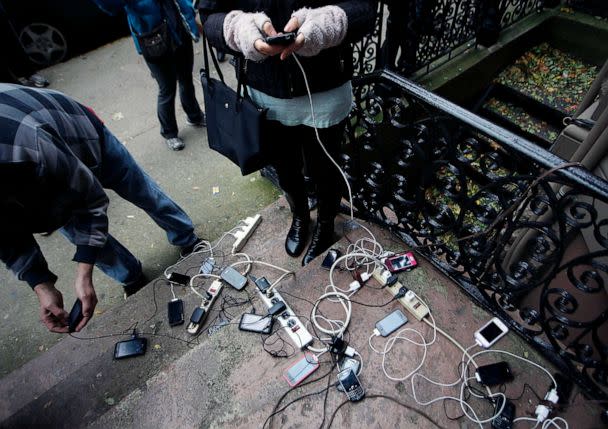 PHOTO: FILE - A good samaritan provides electricity for storm victims to charge electronic devices on 11th Streer, Oct. 31, 2012 in Hoboken, New Jersey. (Jeff Zelevansky/Getty Images, FILE)