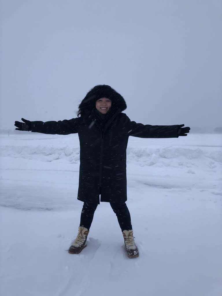 Yahoo Lifestyle fashion editor Julie Tong wearing the Arrivals Halstrøm IV Woman Down-Filled Modular Snow Parka and Ugg Viki Waterproof Boots. (Photo: Julie Tong/Yahoo Lifestyle)