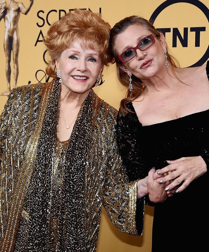 Debbie Reynolds (L) died a day after Carrie Fisher. Source: Getty.