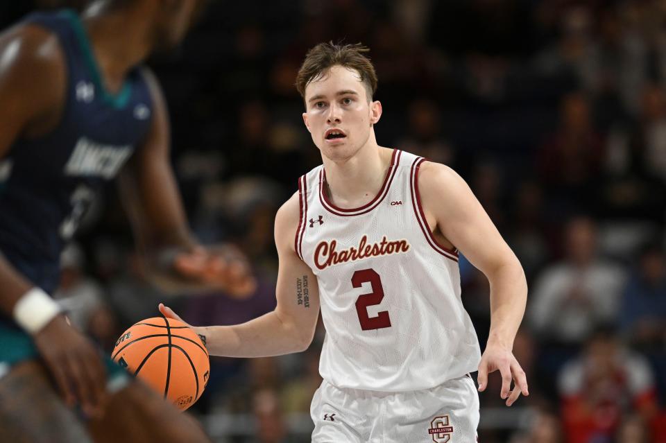 Mar 7, 2023; Washington, D.C., USA; Charleston Cougars guard Reyne Smith (2) dribbles during the second half against the North Carolina-Wilmington Seahawks at Entertainment & Sports Arena. Mandatory Credit: Tommy Gilligan-USA TODAY Sports