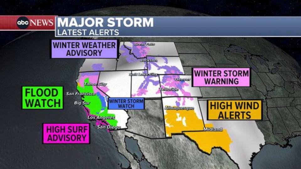 PHOTO: Storm alerts map weather graphic (ABC News)