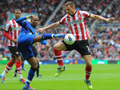 Sunderland's English-born Scottish defender Philip Bardsley (R) vies with Manchester United's English striker Ashley Young (L) during the English Premier League football match between Sunderland and Manchester United at The Stadium of Light in Sunderland, north-east England on May 13, 2012. AFP PHOTO/ANDREW YATES RESTRICTED TO EDITORIAL USE. No use with unauthorized audio, video, data, fixture lists, club/league logos or “live” services. Online in-match use limited to 45 images, no video emulation. No use in betting, games or single club/league/player publications.ANDREW YATES/AFP/GettyImages