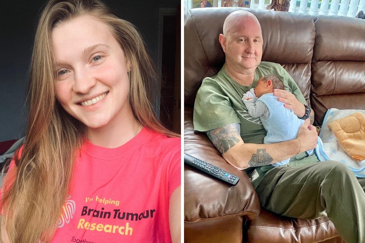 Charlotte West will be taking part in a 15,000ft tandem skydive in memort of her uncle, Stuart Dunn, pictured here with his son Thomas <i>(Image: BRAIN TUMOUR RESEARCH)</i>