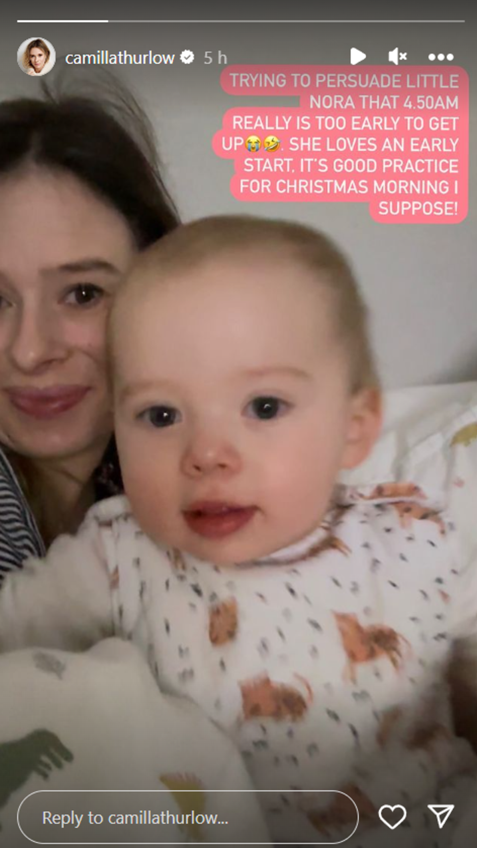 Thurlow took to her Instagram Story on Friday with daughter Nora (Instagram/Camilla Thurlow)