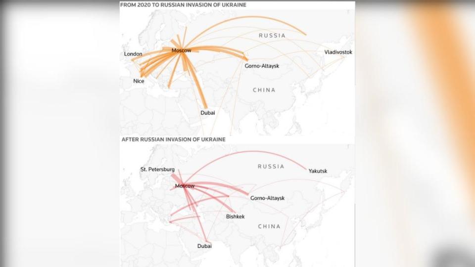 俄寡頭葉夫圖申科夫（Vladimir Yevtushenkov）的波音737飛機航線大減。（圖／翻攝自《路透社》）