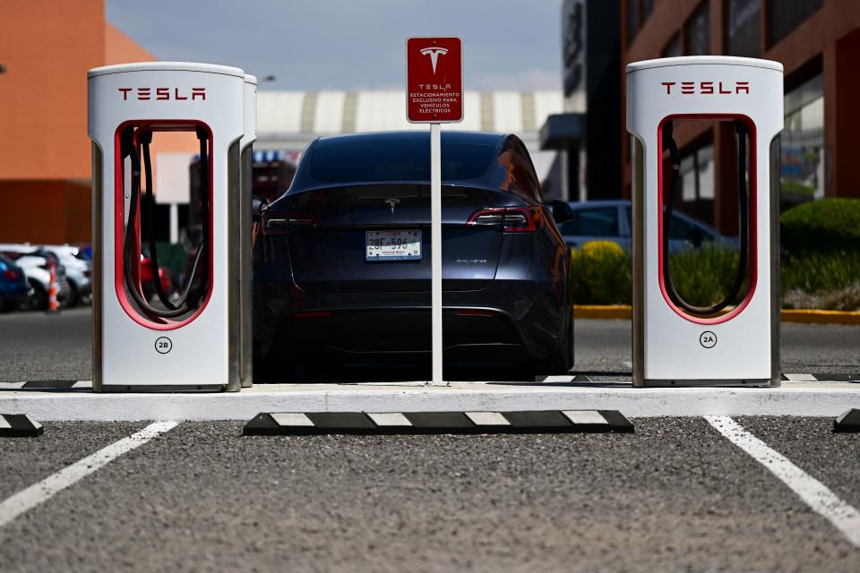 Una estación de carga de autos eléctricos en Puebla, México (Foto: Pedro PARDO / AFP) (Foto: PEDRO PARDO/AFP via Getty Images)