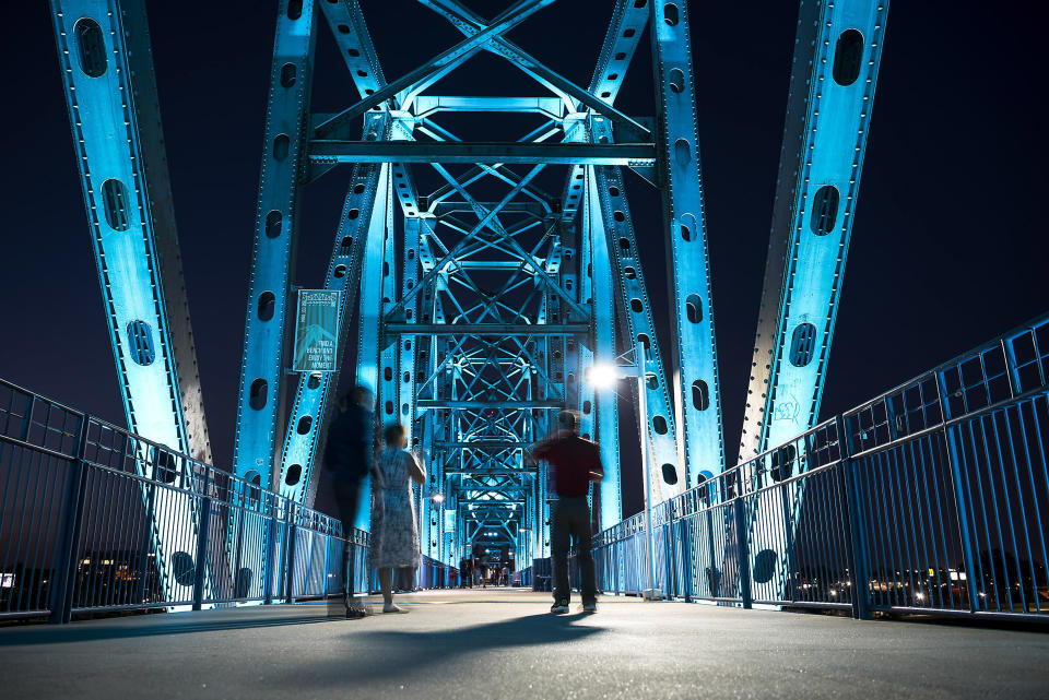 You can walk across Junction Bridge, which is lit with LED lights.