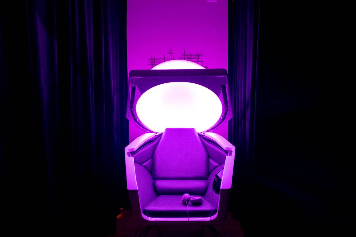 Grit City Wellness offers a number of different amenities other than a gym. Here a meditation pod is seen in one of the rooms at the Point Ruston facility on Friday, July 22, 2022.