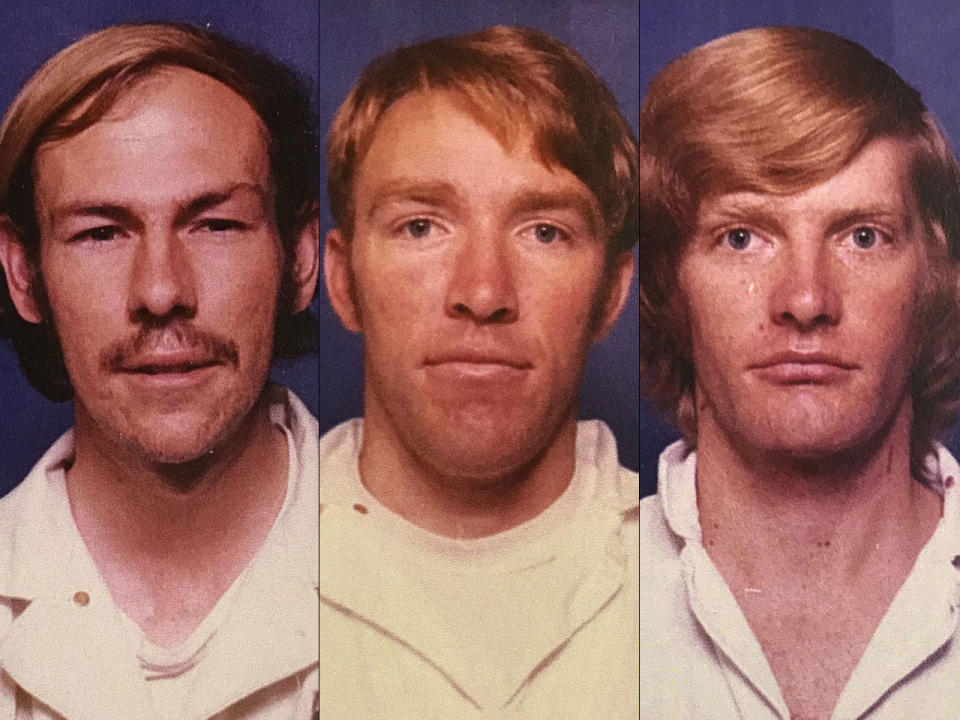 The kidnappers, from left, Fred Woods, James Schoenfeld, center, and his younger brother Richard Schoenfeld / Credit: Alameda County Sheriff's Office