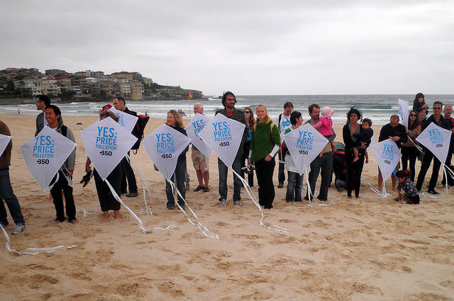 Flying kites with 350.org at Bondi Beach, Australia